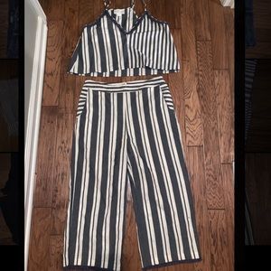 two piece wide leg; spring or summer set